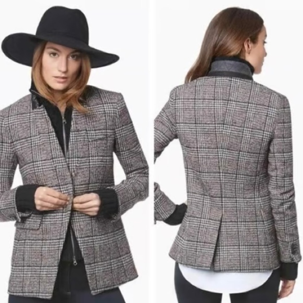 Veronica Beard Gray Plaid Wool Blend Tailored Jacket